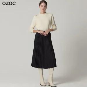 [오조크(OZOC)] 플리츠 밴딩 스커트 (택가격 85000원)