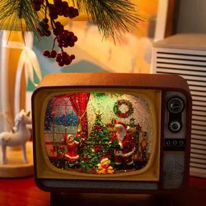 크리스마스 인테리어소품 무드등 워터볼 레트로 티비 모양 오르골 3Type