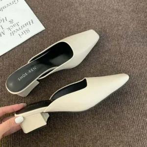 로우힐 패션 로퍼 뮬 여자 디자인 사각코