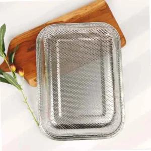 퀸센스 스텐 채반 직 사각 펀칭 바구니 소쿠리 35cm