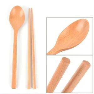 주방 식사 나무 원목 숟가락 젓가락 개인 수저 1세트 (WC61982)