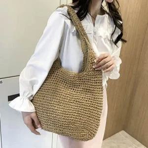 네추럴 여성 지퍼 왕골 가벼운 데일리 코디 가방 (WC62933)