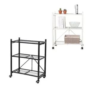 원터치 와이어 접이식 3단 선반 수납 이동식 진열장 공간활용선반 부엌선반