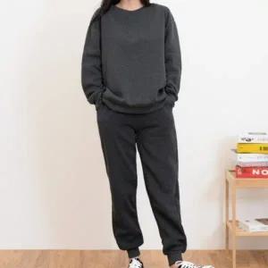 고품질 긴팔 여성 여자 바지 운동복 기모 트레이닝 세트 (WFFX1G1)