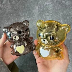 곰돌이 모양 투명 저금통 소형 동전 저축통 귀여운