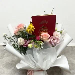 생일 축하 팝업카드 레드 케이크 디자인 기념일 카드 특별한 날