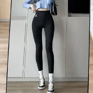 고품질 스판 기모 여성 레깅스 요가 타이즈 겨울 바지 검정 (WFFX1WH)
