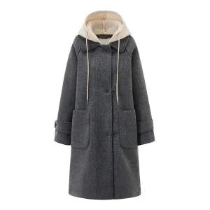 [하프클럽/르샵]소프트 니트 후드 탈부착 레이어드 롱 코트 (DP4JH006A)