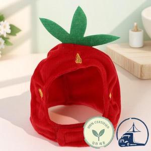 작은개와 고양이를 위한 딸기 모자 1개 애완동물 코스프레 귀엽고 패셔너블하며 통기성 헤드웨어 사랑스러
