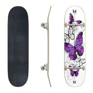 보라색 핑크 나비 모포와 흰색 나비의 스케이트보드 구성 클래식 오목 멋진 물건 10대 선물 초보자와 전문가를 위한 롱보드 익스트림 스포츠