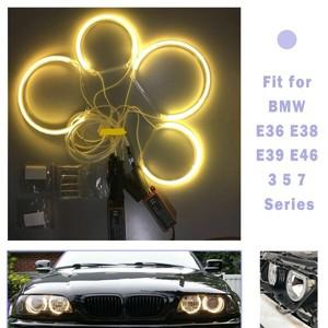BMW 호환 E46 E39 E38 E36 옐로우에 맞는 CCFL 엔젤 아이 헤일로 라이트 링