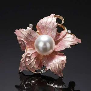 [콩심팥심]러블리 목걸이겸용 핑크 골드도금 진주 럭셔리 브로치