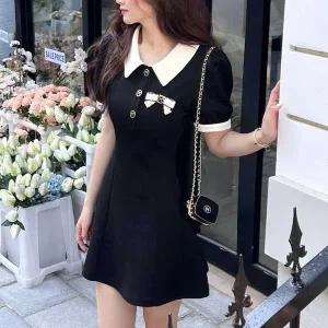 [하프클럽/]여성용 카라 미니 원피스 리본 블라우스 원피스