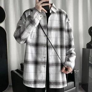 고품질 남자셔츠 빅사이즈 가을 옥스포드 정장 줄무늬 셔츠 (WFFX8D9)