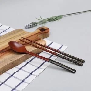 옻칠 투톤 젓가락 숟가락 식사용 커트러리 블랙