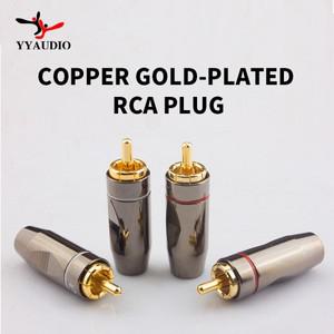 YYaudi호환O 금도금 RCA 플매트 카펫 러그 오디오 케이블 커넥터 남성 잠금 가능 조정 스피커 비디오 TV AV