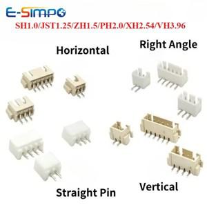 20개 JST MX1.25 SH1.0 ZH1.5 PH2.0 XH2.54 VH3.96mm 직선 DIP 직각 수직 SMT 수평 SMD 수컷 웨이퍼 커넥터