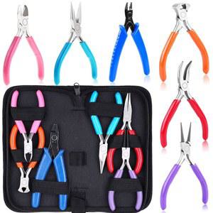 에이스조즈 주얼리 제작 도구 키트: 니들 라운드 노즈, 와이어 커터, 크림퍼 및 비딩 공예용 엔드 니퍼를 포함한 6개 세트