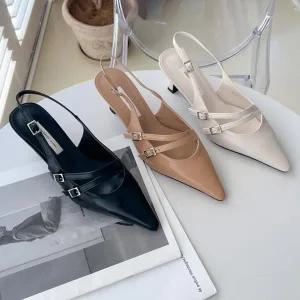 샌들 키높이 여성신발 슬링백힐 하이힐 미들힐 구두 (WE8327B)