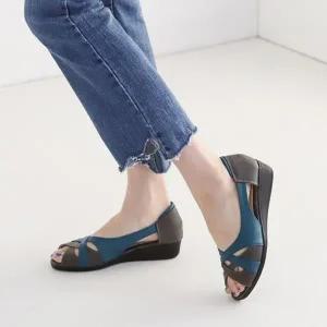 플랫 앵글 가을 힐 가을신상 웨지 샌들 여자끈샌들 (WE83458)