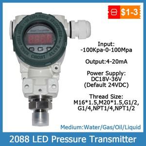 2088 LED 디스플레이 압력 트랜스미터 4-20mA 출력 측정-0.1-100Mpa 물 공기 오일 액체 포지티브 네거티브
