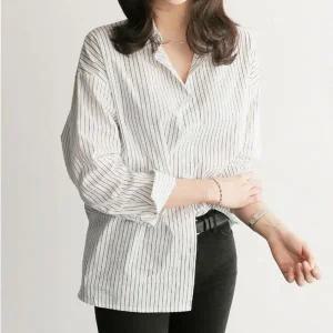[하프클럽/]여자셔츠 여자 스트라이프 데일리 루즈핏 오버핏 남방 셔츠