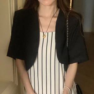 [하프클럽/]썸머가디건 크롭 곡선 볼레로 디자인 얇은 가디건 어깨패드