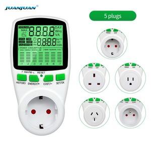 디지털 전력계 청구 소켓 에너지 미터 KWh 전압 전류 주파수 전기 모니터 EU/US/UK/AU/FR 플러그