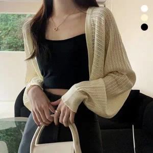 [하프클럽/]고급가디건 여름가디건코디 얇은 펀칭 여성 소재 볼레로