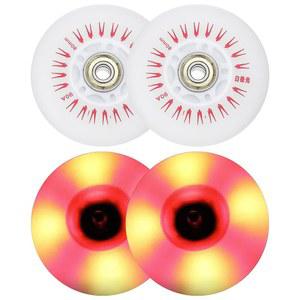 [미국배송] PATIKIL 실내/외 스쿠터 교체용 베어링이 있는 인라인 스케이트 휠 80MM 4PCS LED 깜박임 롤러 90A PU 빨간색