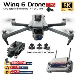2025 뉴 윙 6 스크린 제어 버전 드론 8K 카메라 브러시리스 모터 장애물 회피 접이식 쿼드콥터 드론 RC 장