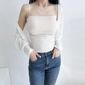 [하프클럽/]여자 캡내장 셔링 크롭 끈 나시티 DJW-TS5-SGSST600-블랙