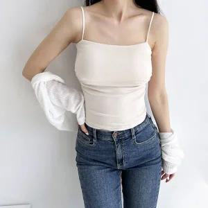 [하프클럽/]여자 캡내장 셔링 크롭 끈 나시티 DJW-TS5-SGSST600-그레이