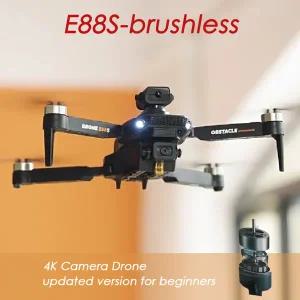 브러시리스 와이파이 FPV 드론 4K HD 카메라 장애물 회피 4 축 접이식 RC 쿼드콥터 장난감 선물 E88S