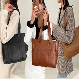 [하프클럽/]여자 인조레더 클래식 사각 백 숄더 가방 쇼퍼백