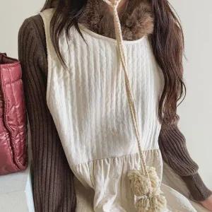 [하프클럽/]여성 퀼팅 루즈핏 민소매 레이어드 롱 드레스