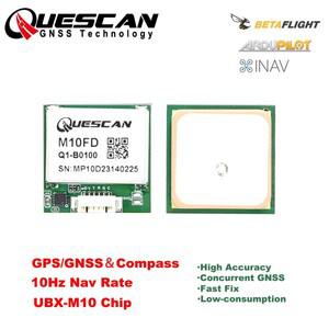 QUESCAN M10FD 10Hz GPS GNSS 모듈 나침반 포함 UBX M10050 KB GLONASS Galileo BeiDou 드론 비행 컨트롤러