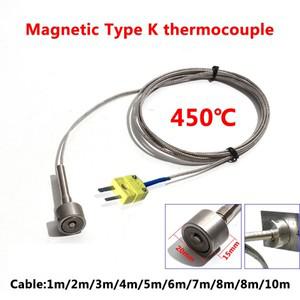 자기 열전대 K형 0~450 ° C 휴대용 표면 온도 센서 DIA 20mm 차폐 케이블 1-6m(소형 커넥터 포함)