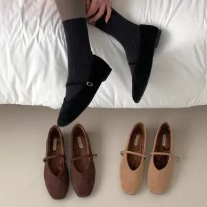 /옷자락 여자 연말룩 털단화 퍼 플랫슈즈