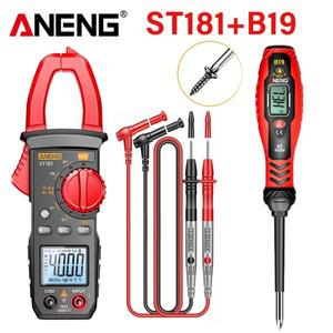 디지털 클램프 미터 ANENG ST181+B19 멀티미터 4000 카운트 AC 전류 전압 테스터 Hz/커패시턴스/NCV/옴  도