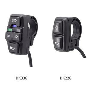 전기 자전거 스쿠터 라이트 스위치, 바이크 오토바이 버튼 신호등용,  경적 DK336, DK226