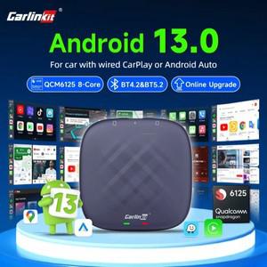 CarlinKit 안드로이드 자동차 무선 카플레이 AI TV 박스  유튜브 스토어용 13 QCM6125 8 코어 화면 64G 128