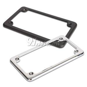 크롬/블랙 메탈 디럭스 금속 바이크 오토바이 번호판 프레임 - Lic 태그 패스너 새