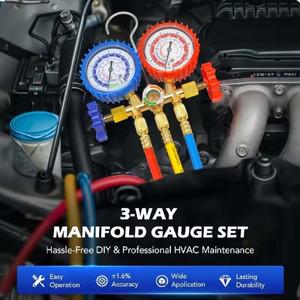 1세트 공구 키트 자동차 에어컨 압력 매니폴드 게이지 호스 어댑터 R12 R22 R134a R502 냉매