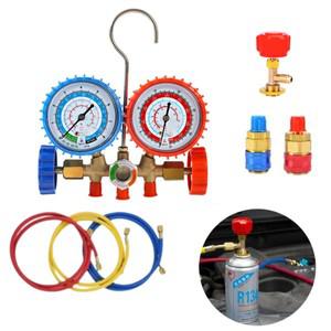 자동차 에어컨 리필 매니폴드 게이지 세트 AC 충전 호스 키트 R134A 어댑터 컨디셔너 r134a