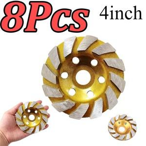 1-8Pcs 4 인치 콘크리트 다이아몬드 그라인딩 디스크 컵 휠 화강암 석재 세라믹 용  연마 커팅