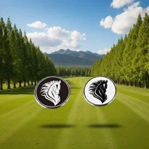 골프 볼마커 자석클립 종이포장 세트 백마 흑마 골프마커 말 이모지 볼마크 선물