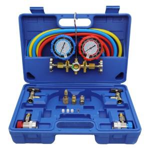 3웨이 AC 매니 폴드 게이지 세트 HVAC 진단 냉매 충전 도구 자동 가정용 R404A R134A 퀵 커플러