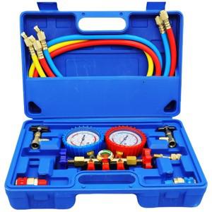 AC 진단 매니폴드 게이지 세트 (프레온 충전용 R134A R22 R404 냉매 호환 1/4
