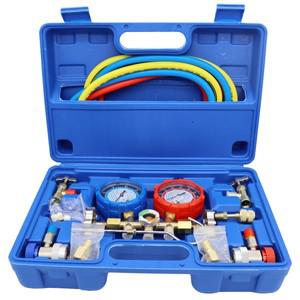 호스  후크 포함 에어컨 게이지 냉매 매니폴드 압력계 컨디셔닝 도구 R410A R22 R134a 세트